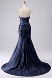 Sparkly Mermaid Fuchsia Corset Ball Dress with Slit