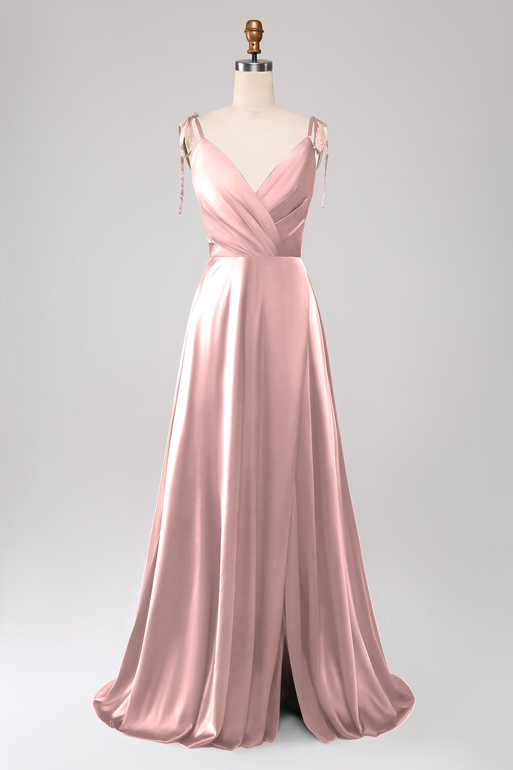 Simple Burgundy Spaghetti Straps Ruched Ball Dress with Slit