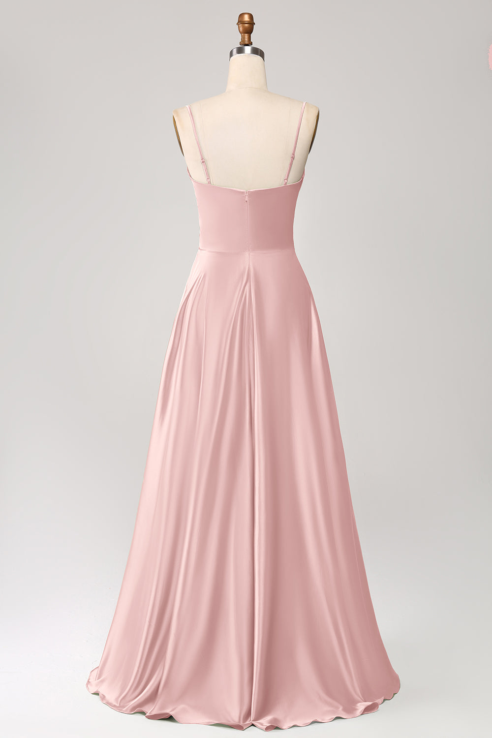 Dark Green A Line Cowl Neck Satin Long Ball Dress with Pleated
