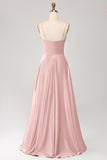 Dark Green A Line Cowl Neck Satin Long Ball Dress with Pleated