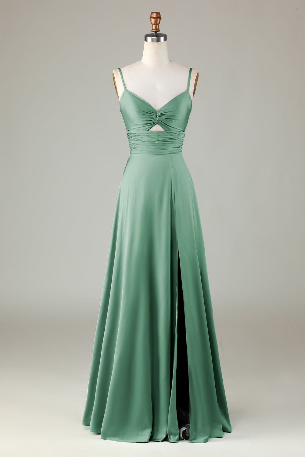 Keyhole Spaghetti Straps Lilac Bridesmaid Dress with Slit