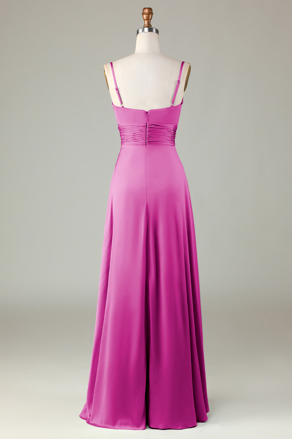 Keyhole Spaghetti Straps Lilac Bridesmaid Dress with Slit