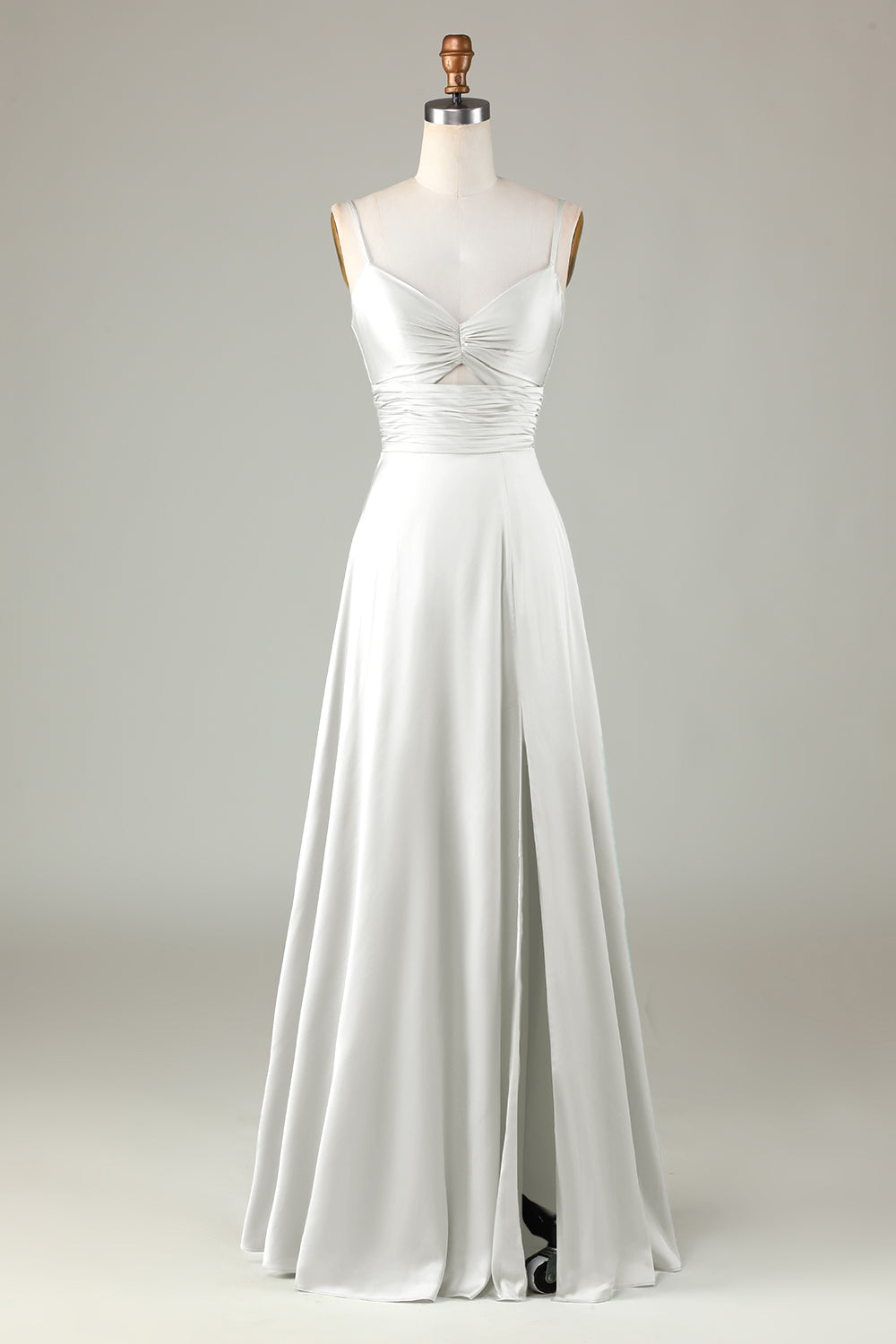 Keyhole Spaghetti Straps Lilac Bridesmaid Dress with Slit