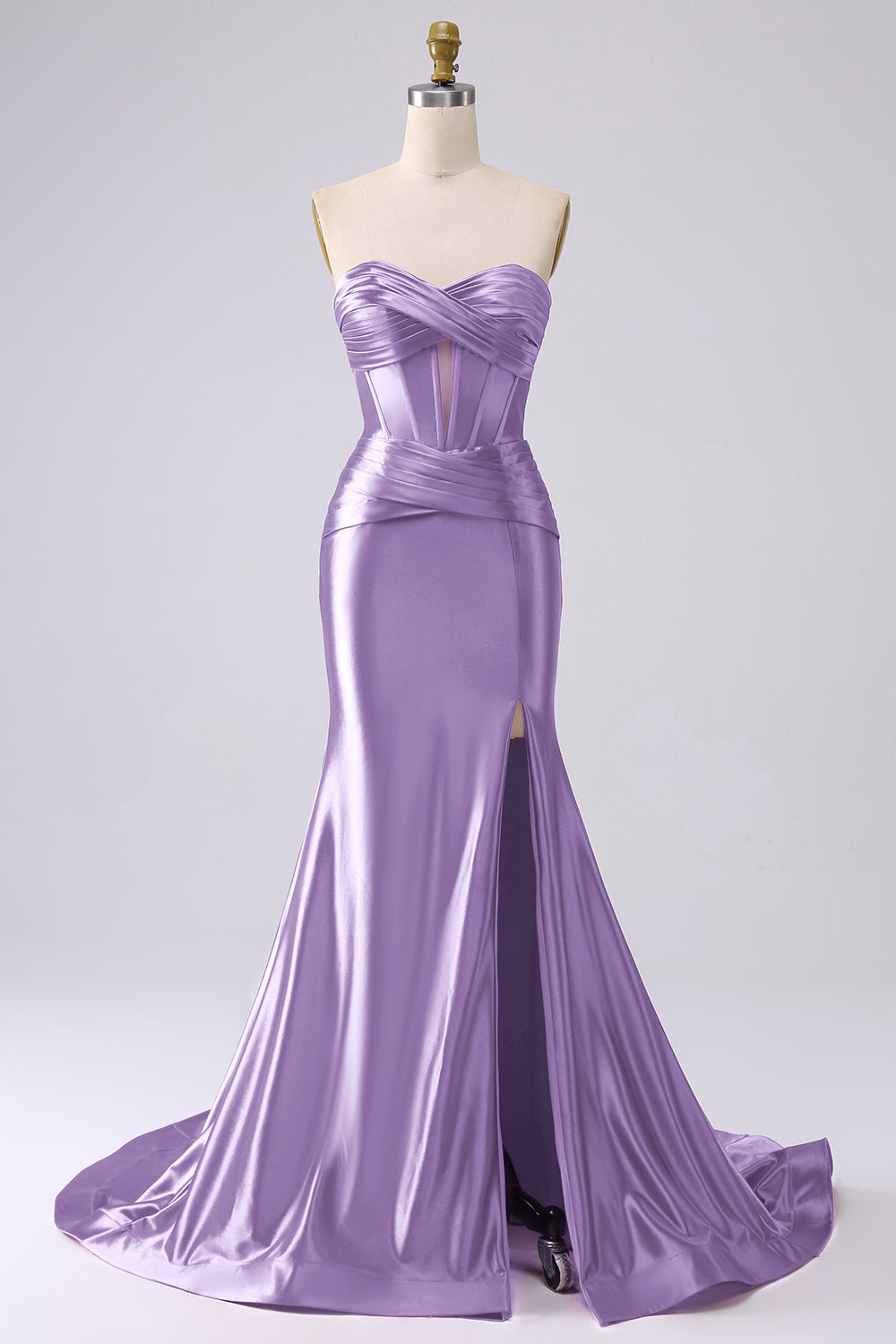 Sparkly Mermaid Fuchsia Corset Ball Dress with Slit