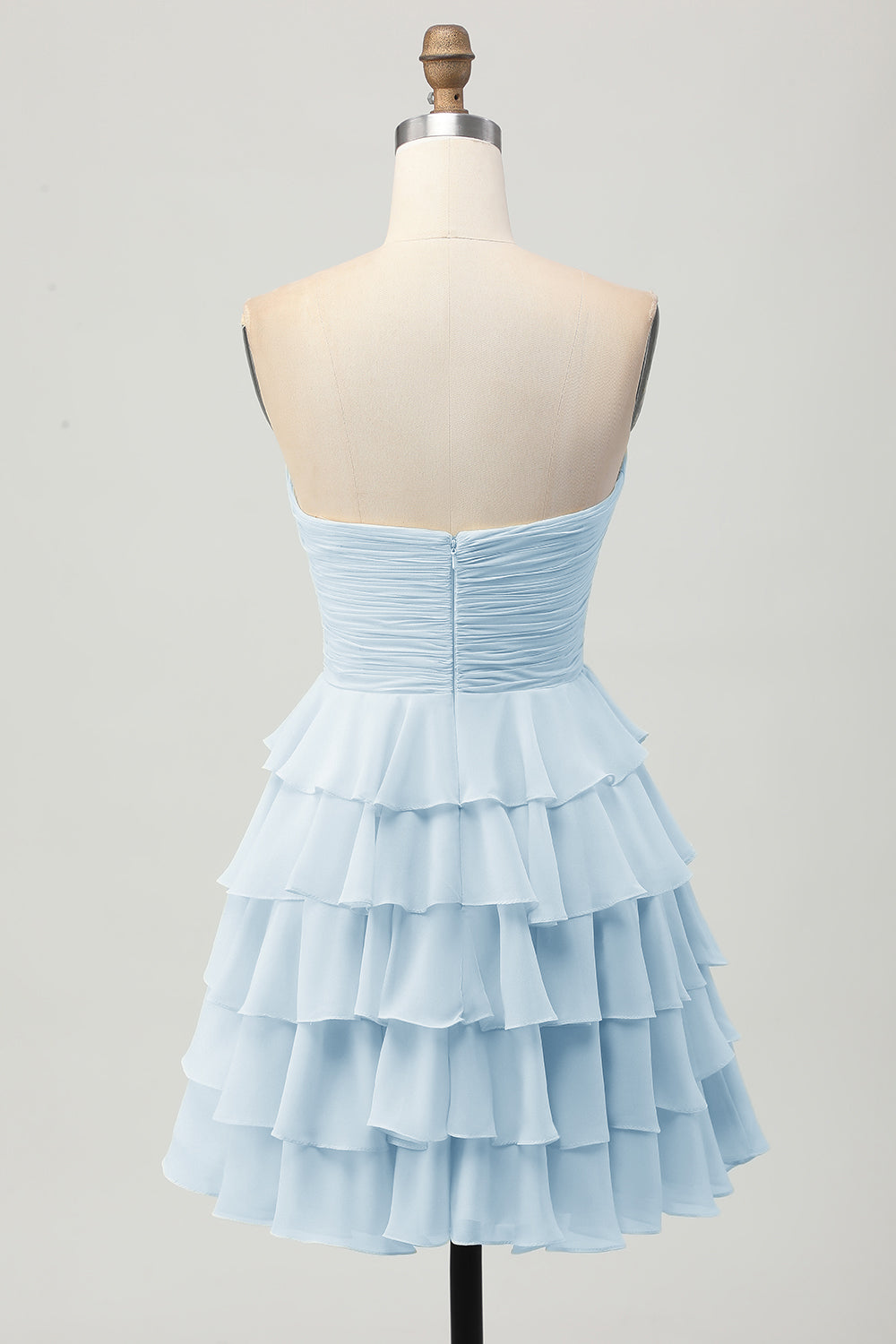 Yellow Strapless A Line Tiered Homecoming Dress with Bow