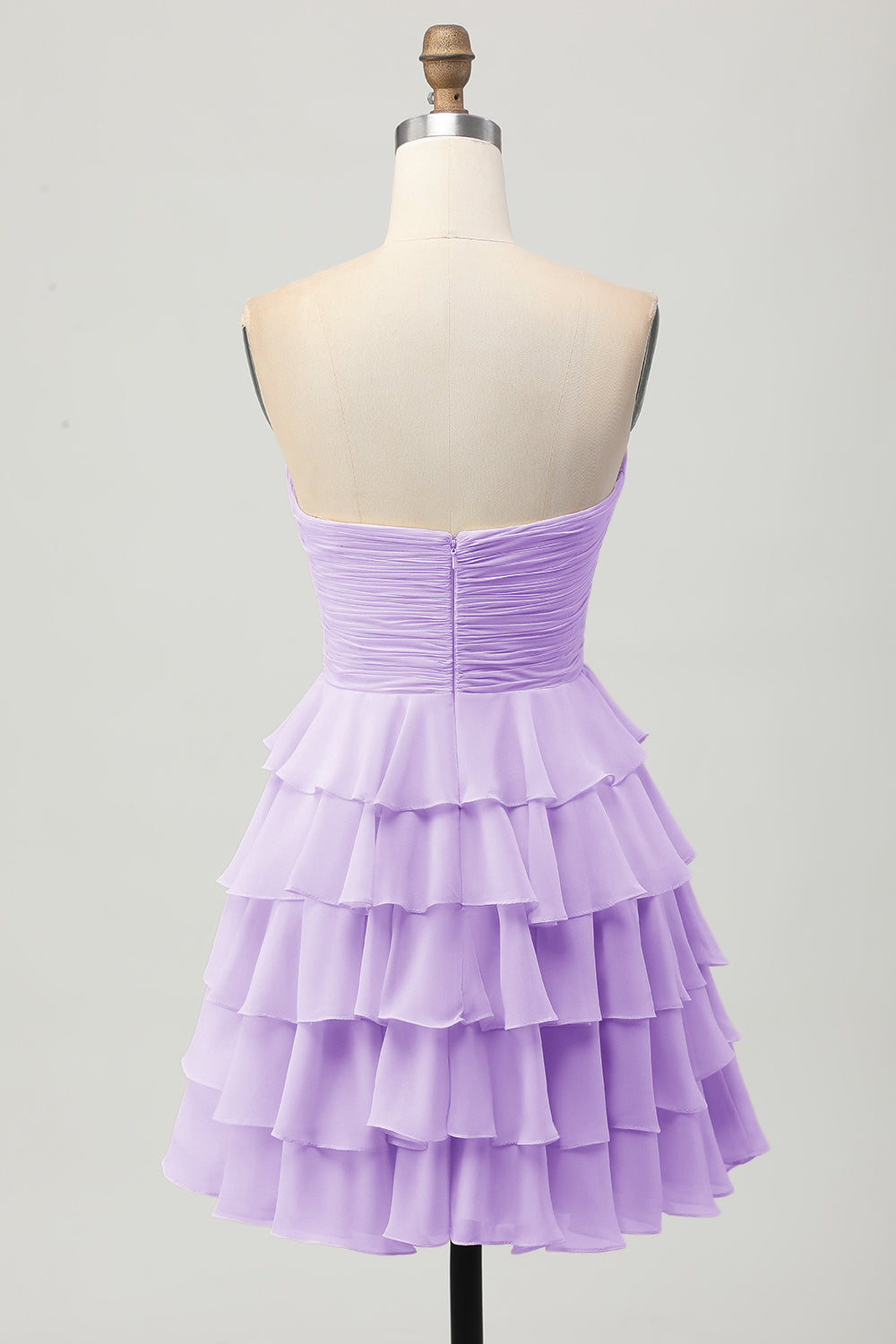 Yellow Strapless A Line Tiered Homecoming Dress with Bow