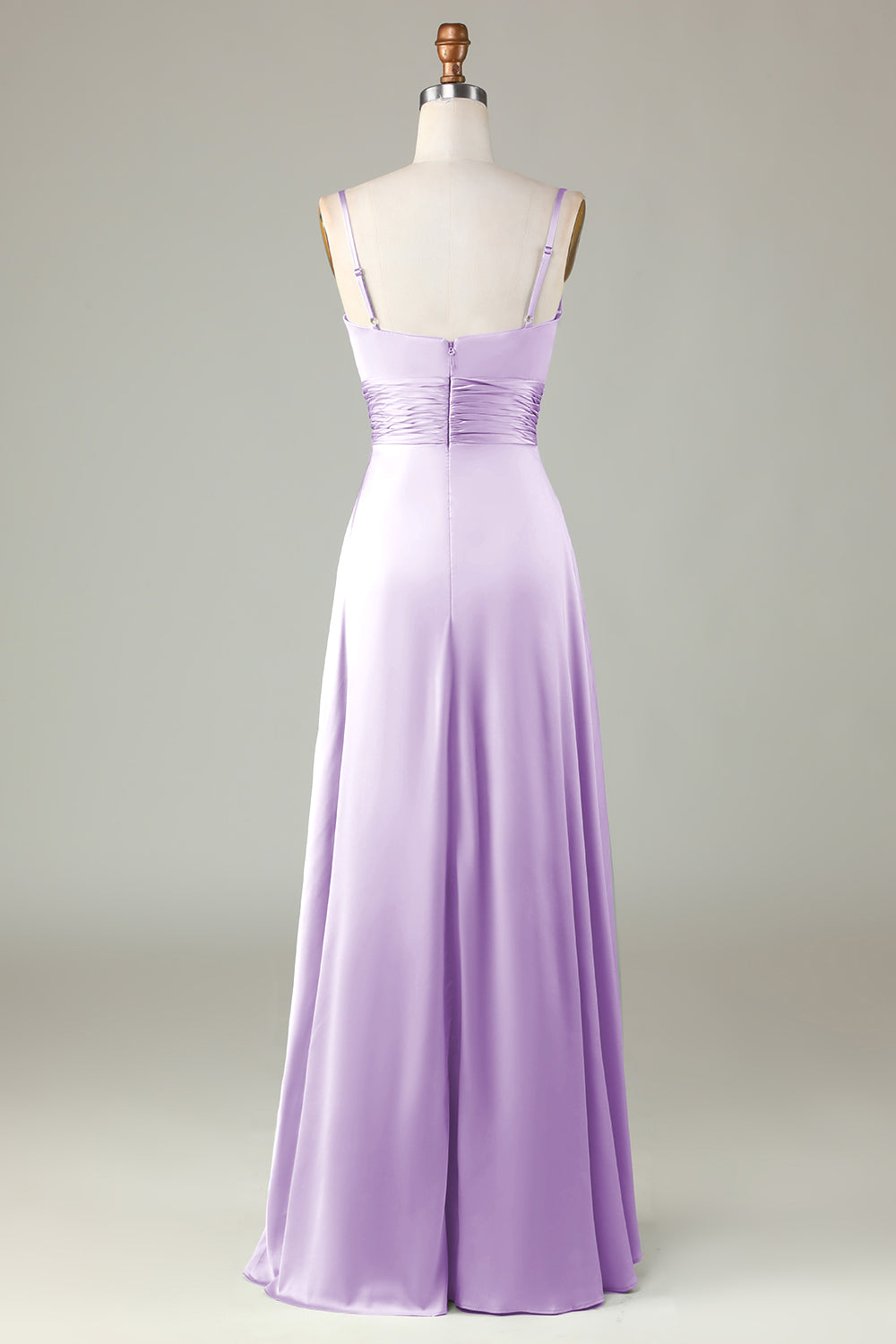 Keyhole Spaghetti Straps Lilac Bridesmaid Dress with Slit