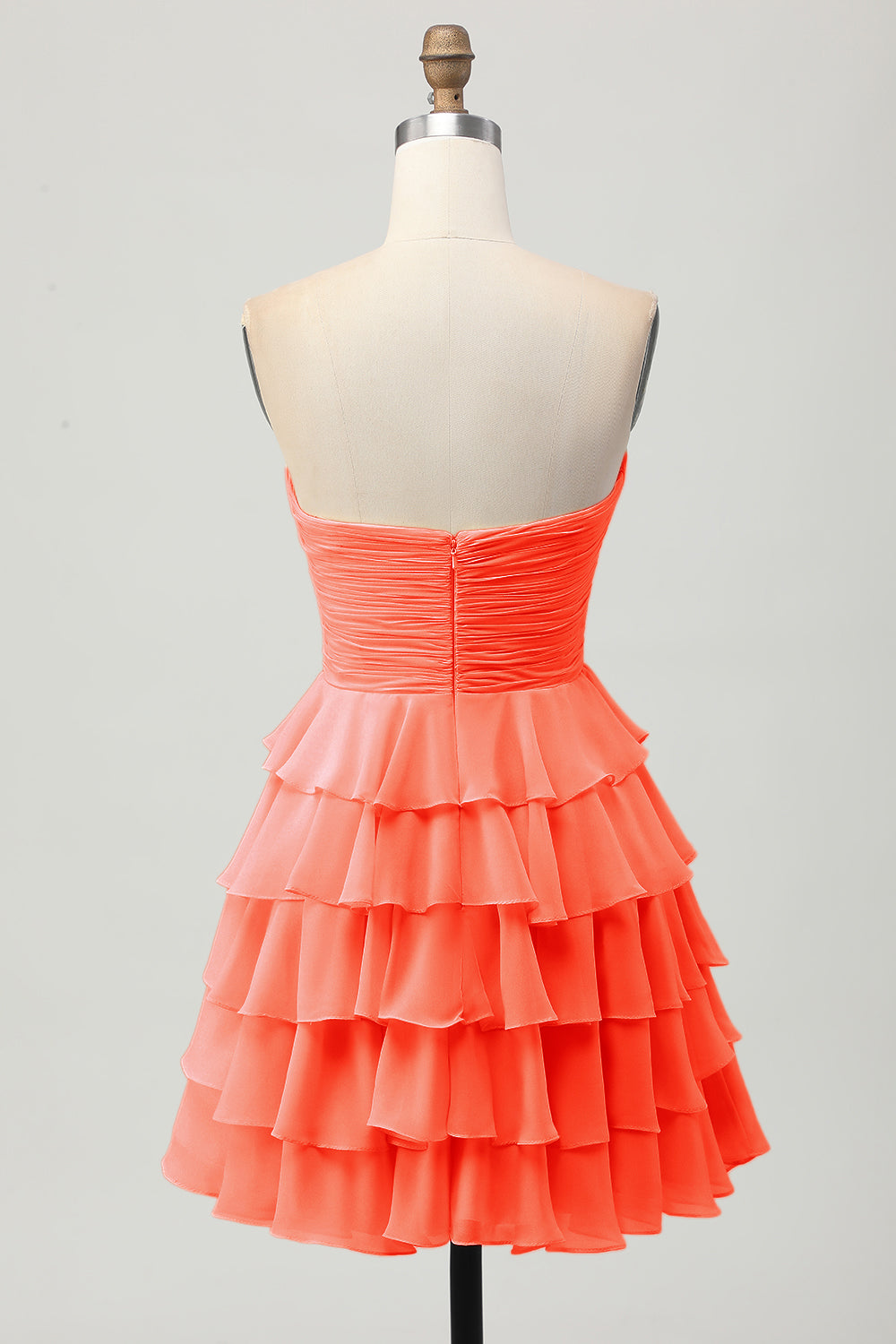 Yellow Strapless A Line Tiered Homecoming Dress with Bow