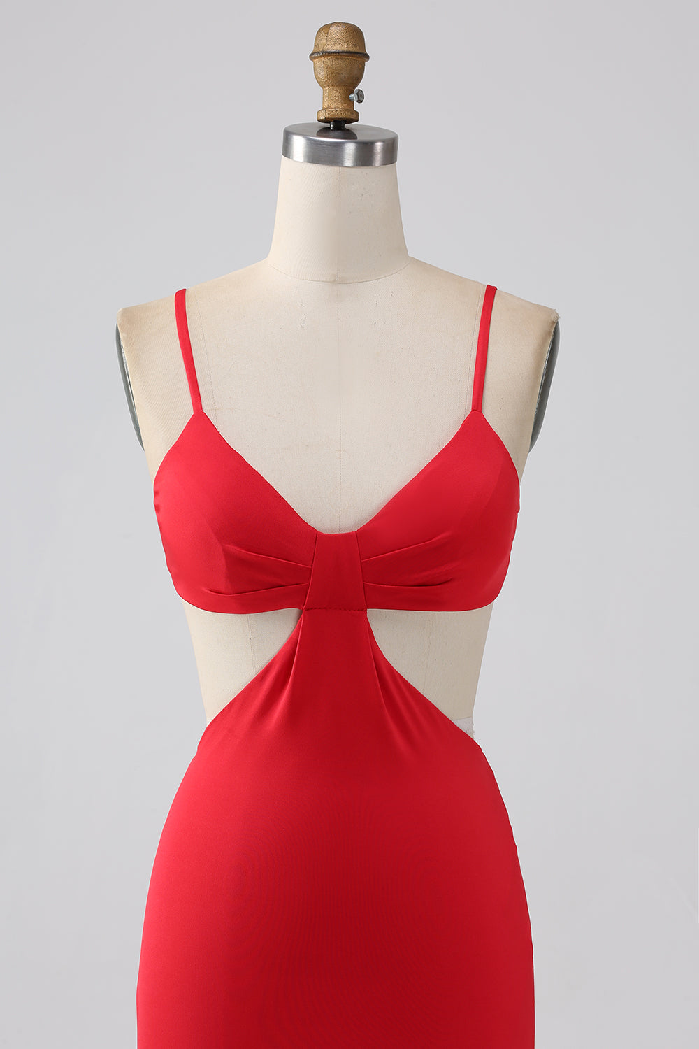 Spaghetti Straps Mermaid Backless Red Ball Dress