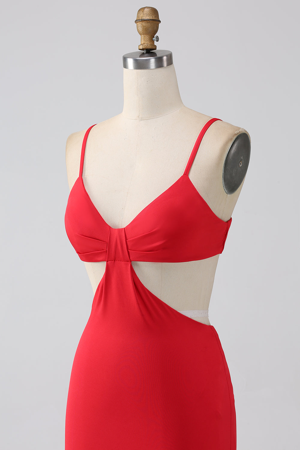 Spaghetti Straps Mermaid Backless Red Ball Dress