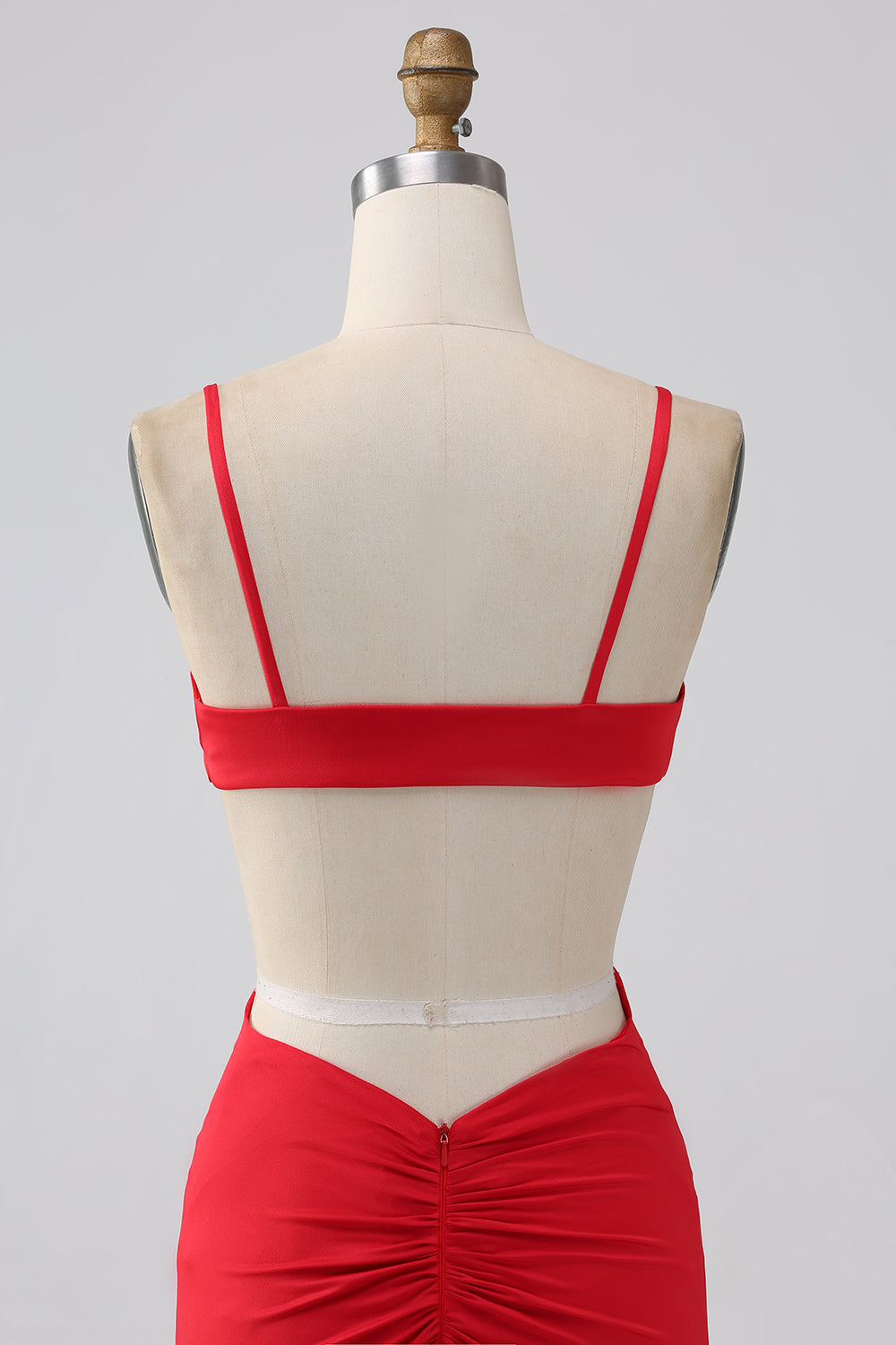 Spaghetti Straps Mermaid Backless Red Ball Dress