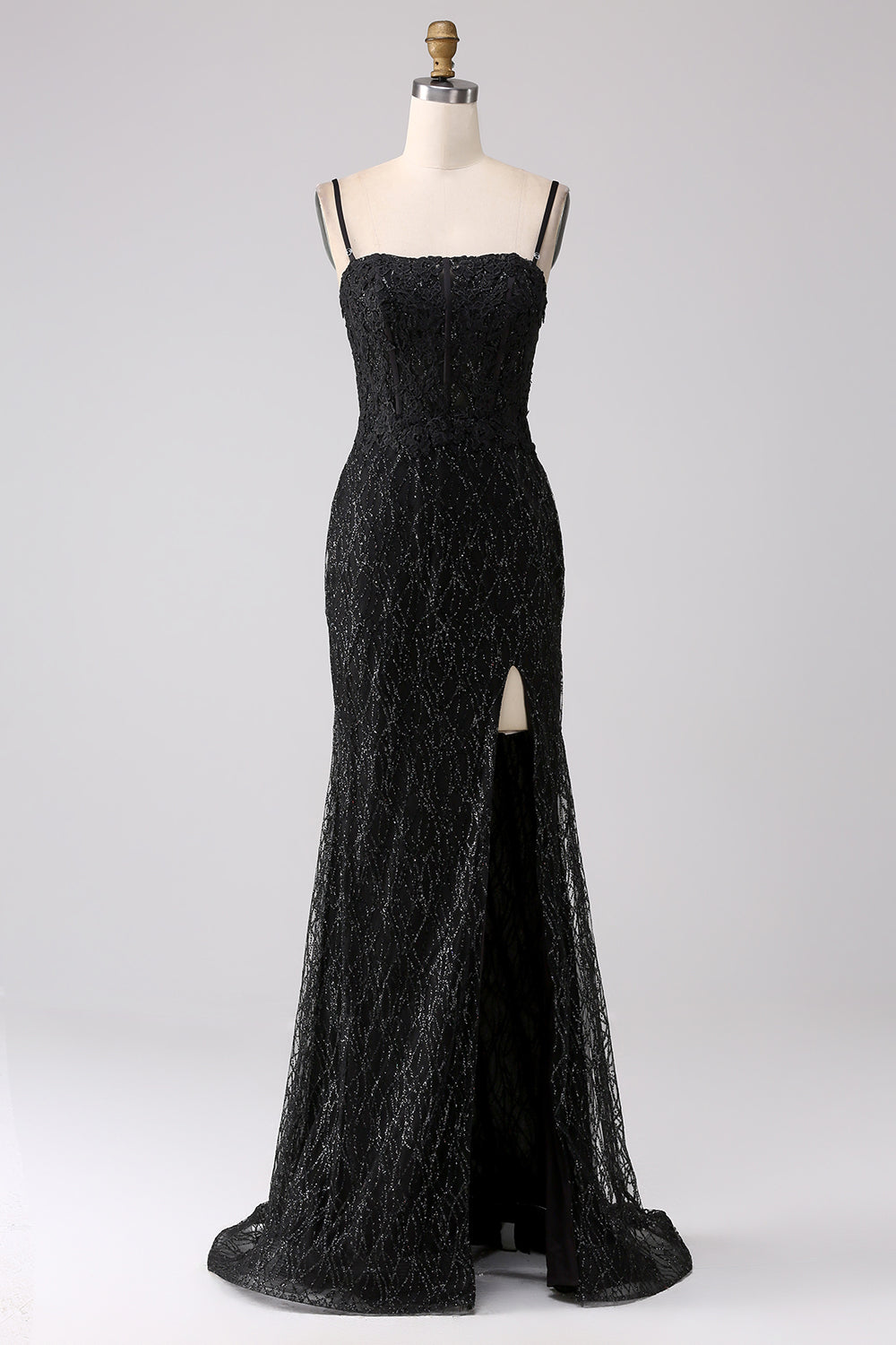 Black Mermaid Cold Shoulder Long Ball Dress with Slit