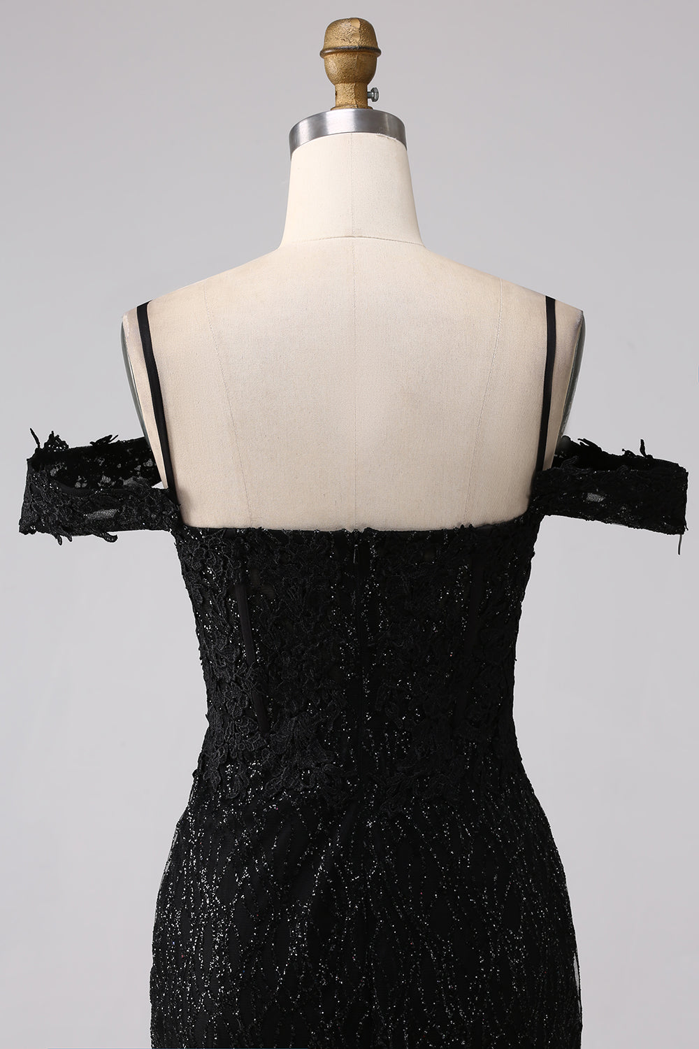 Black Mermaid Cold Shoulder Long Ball Dress with Slit