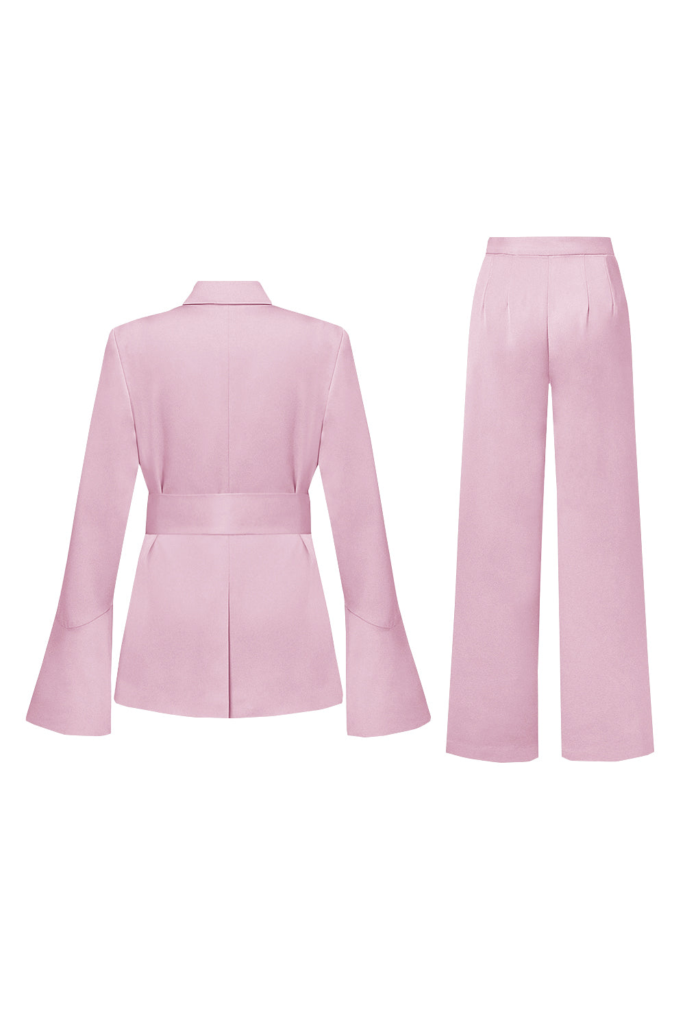 Pink Double Breasted 2 Piece Women's Suits with Belt