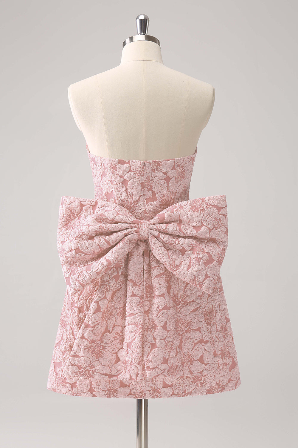 Dark Green A Line Floral Strapless Mini Homecoming Dress With Bow