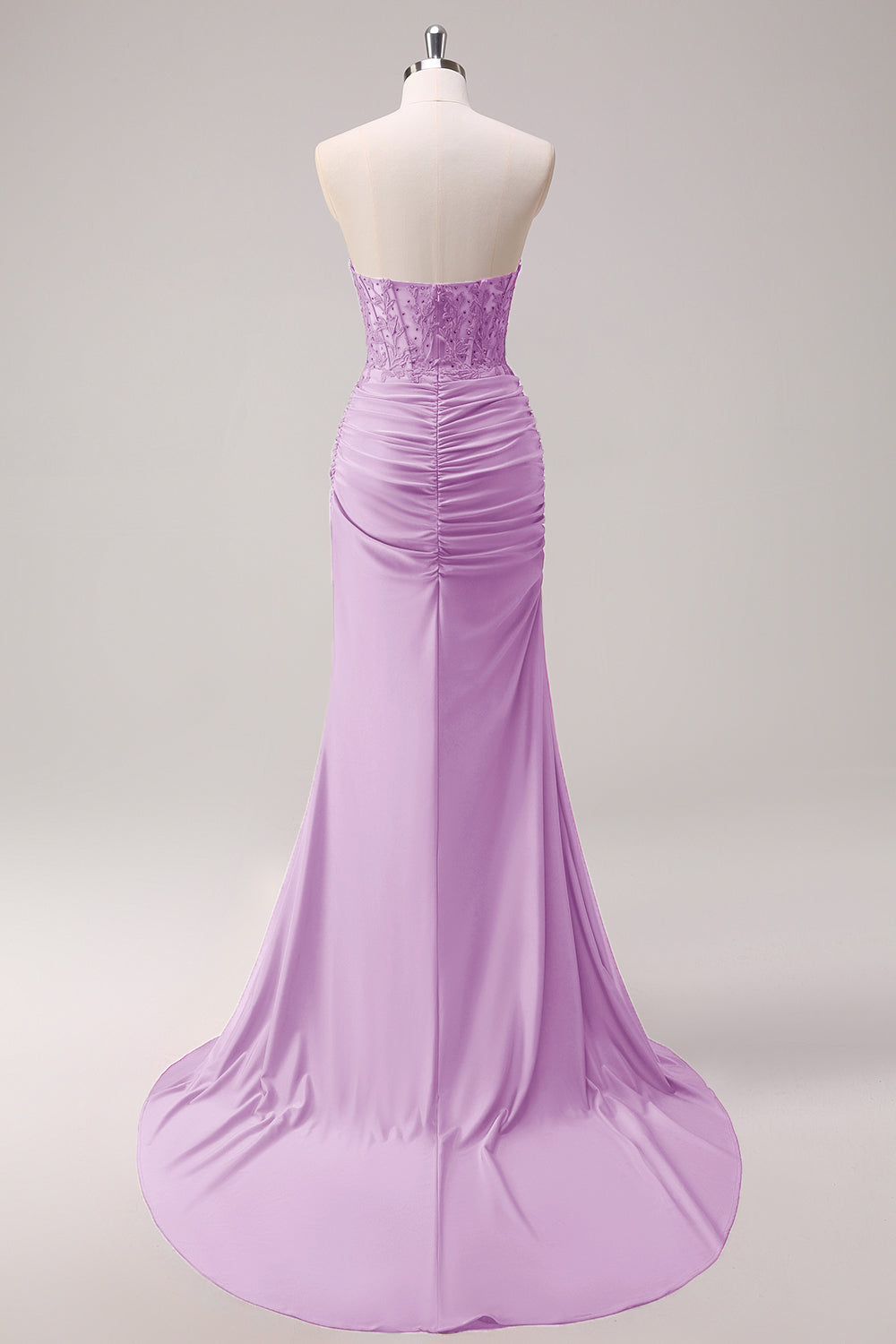 Corset Dark Green Mermaid Strapless Ruched Corset Long Prom Dress with Slit