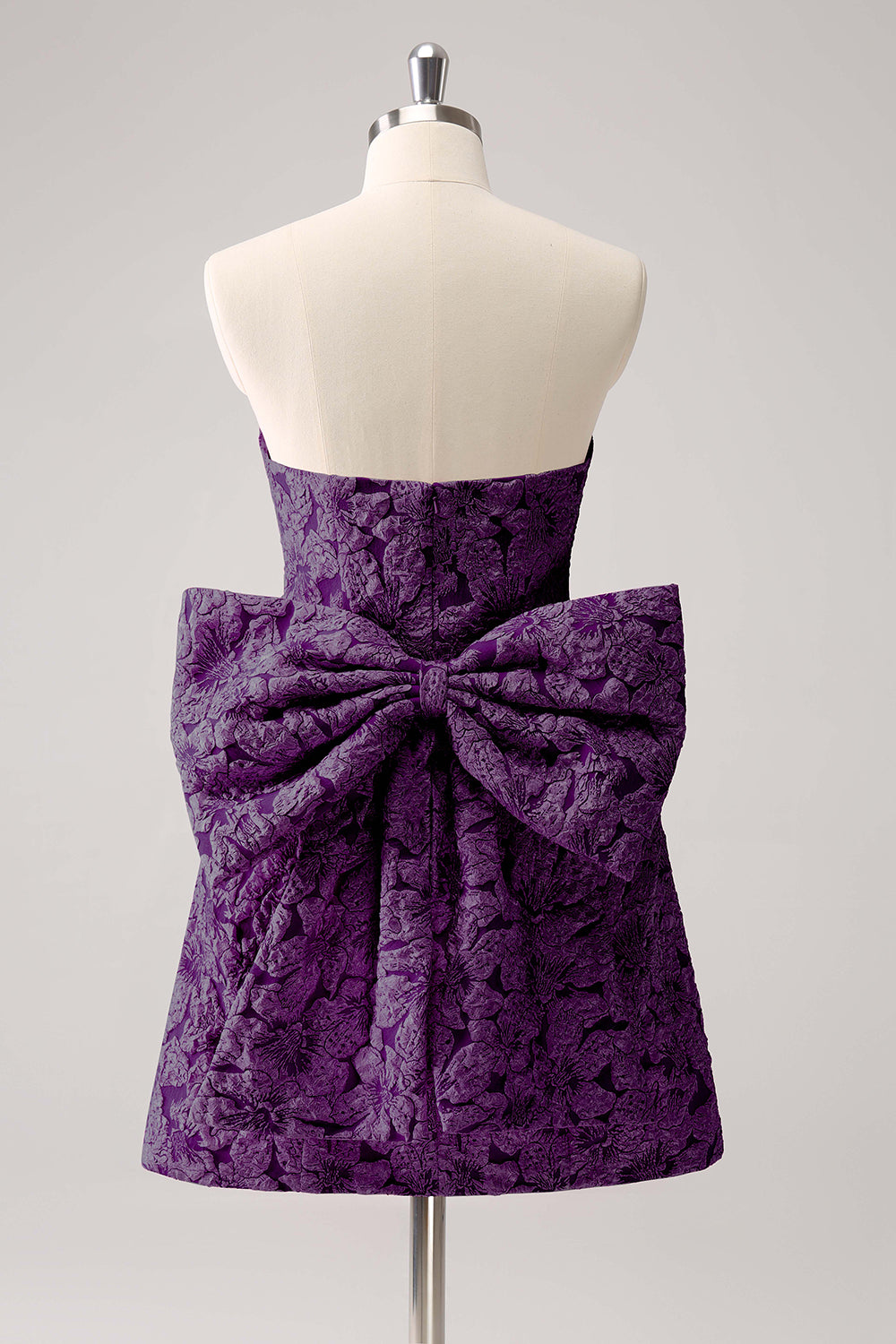 Dark Green A Line Floral Strapless Mini Homecoming Dress With Bow