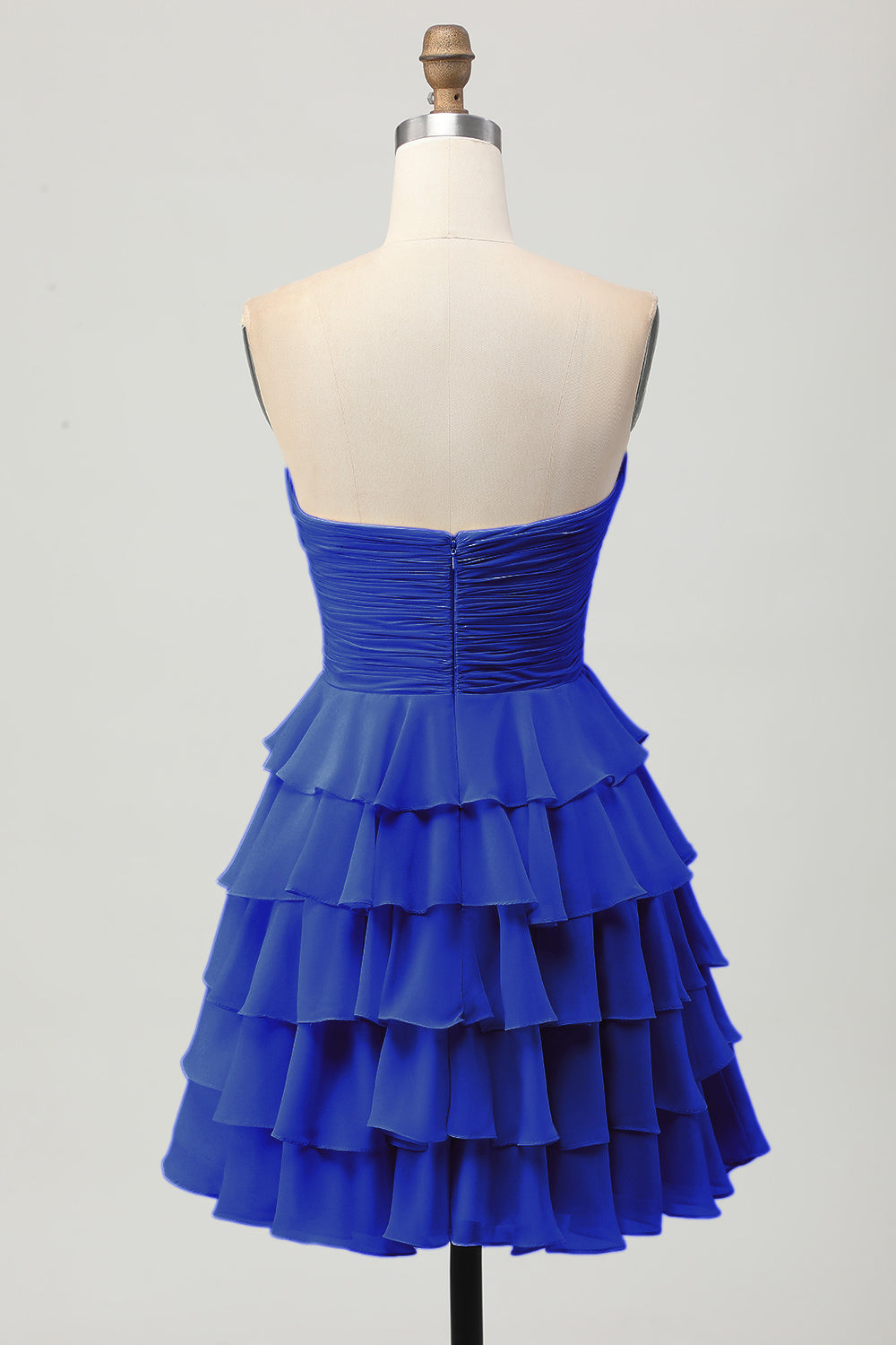 Yellow Strapless A Line Tiered Homecoming Dress with Bow