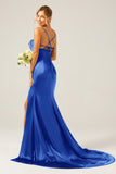 Dusty Sage Mermaid Spaghetti Straps Satin Pleated Ball Dress