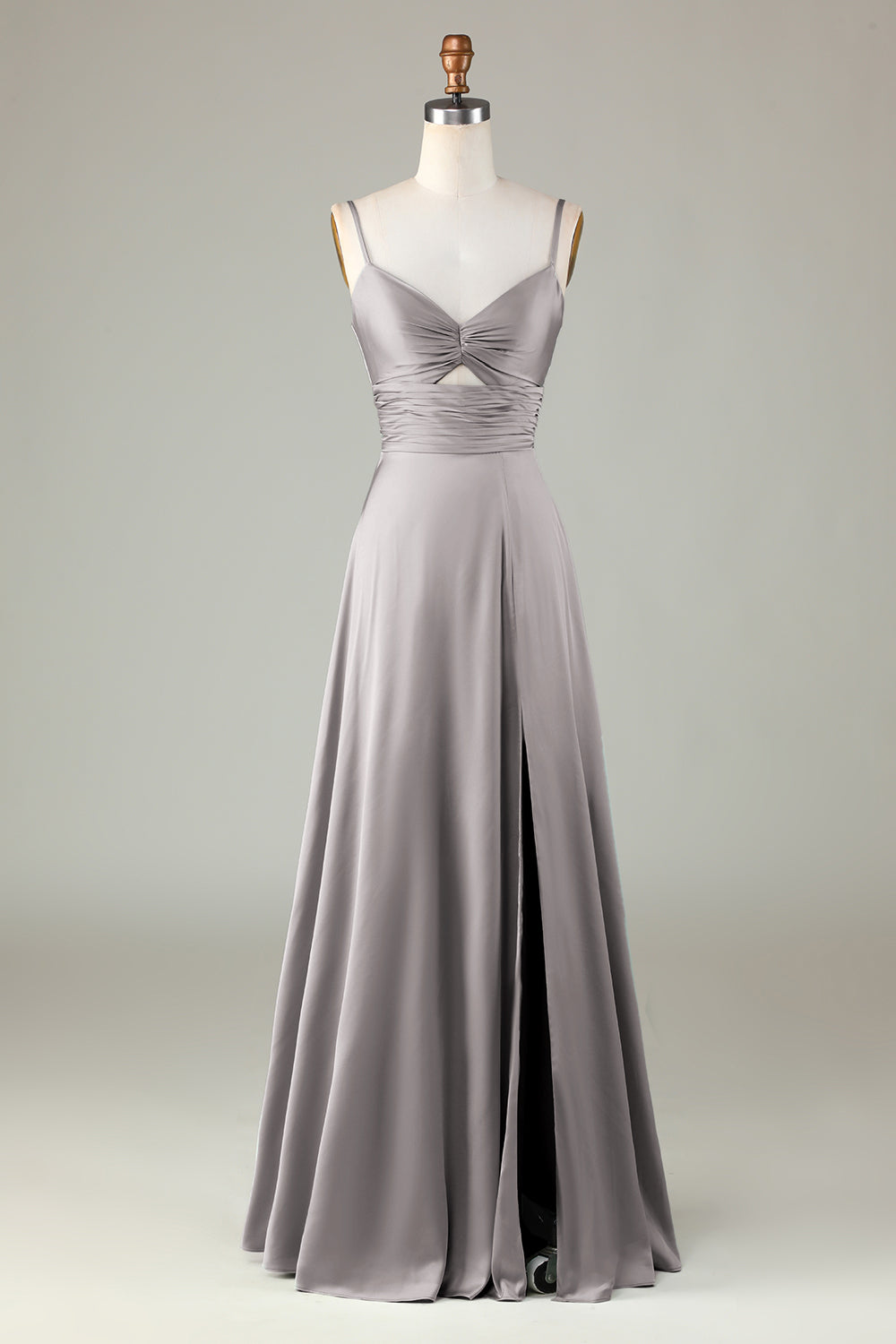 Keyhole Spaghetti Straps Royal Blue Bridesmaid Dress with Slit