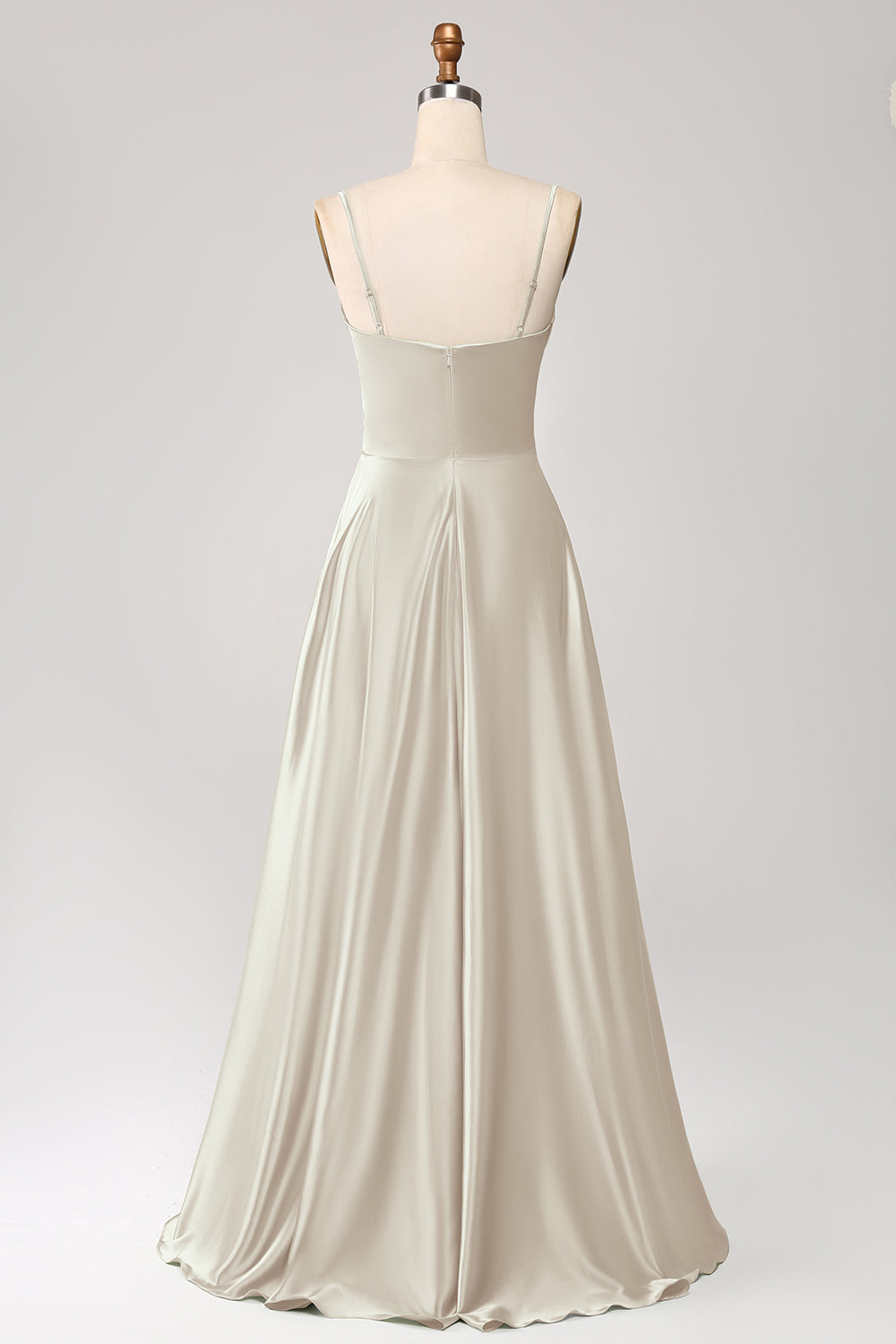 Dark Green A Line Cowl Neck Satin Long Ball Dress with Pleated
