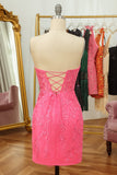 Tight Sweetheart Purple Short Cocktail Dress with Appliques