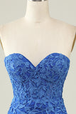 Tight Sweetheart Purple Short Cocktail Dress with Appliques