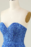 Tight Sweetheart Purple Short Cocktail Dress with Appliques