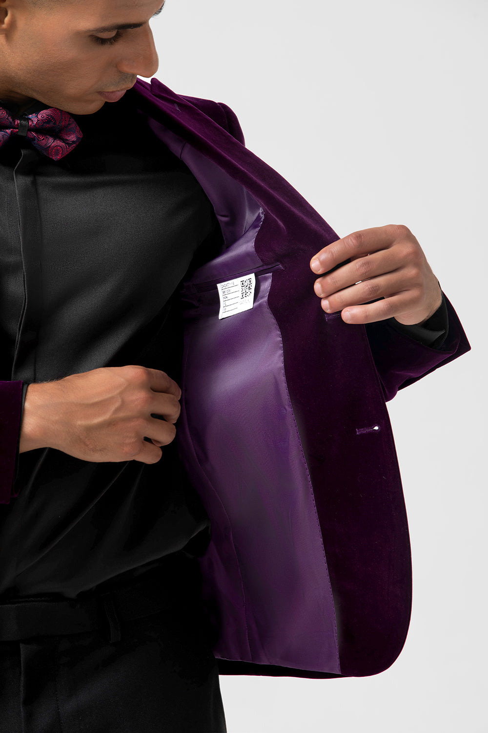 Dark Purple Peak Lapel One Button Velvet Men's Blazer