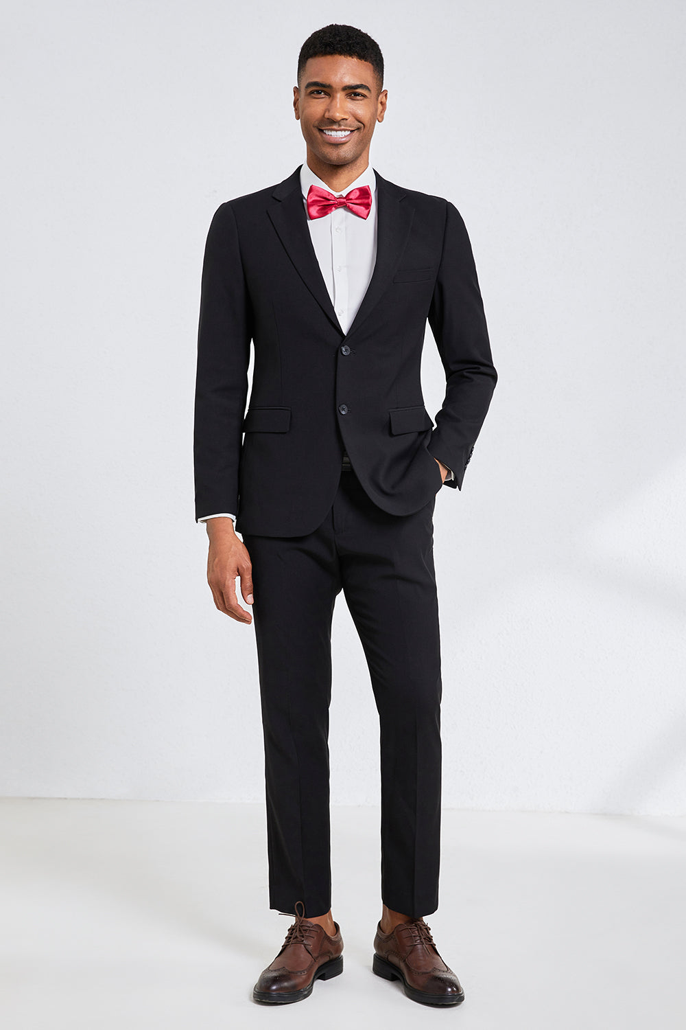 Black Notched Lapel Men's Suits