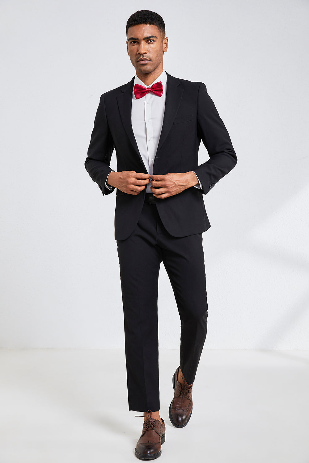 Black Notched Lapel Men's Suits