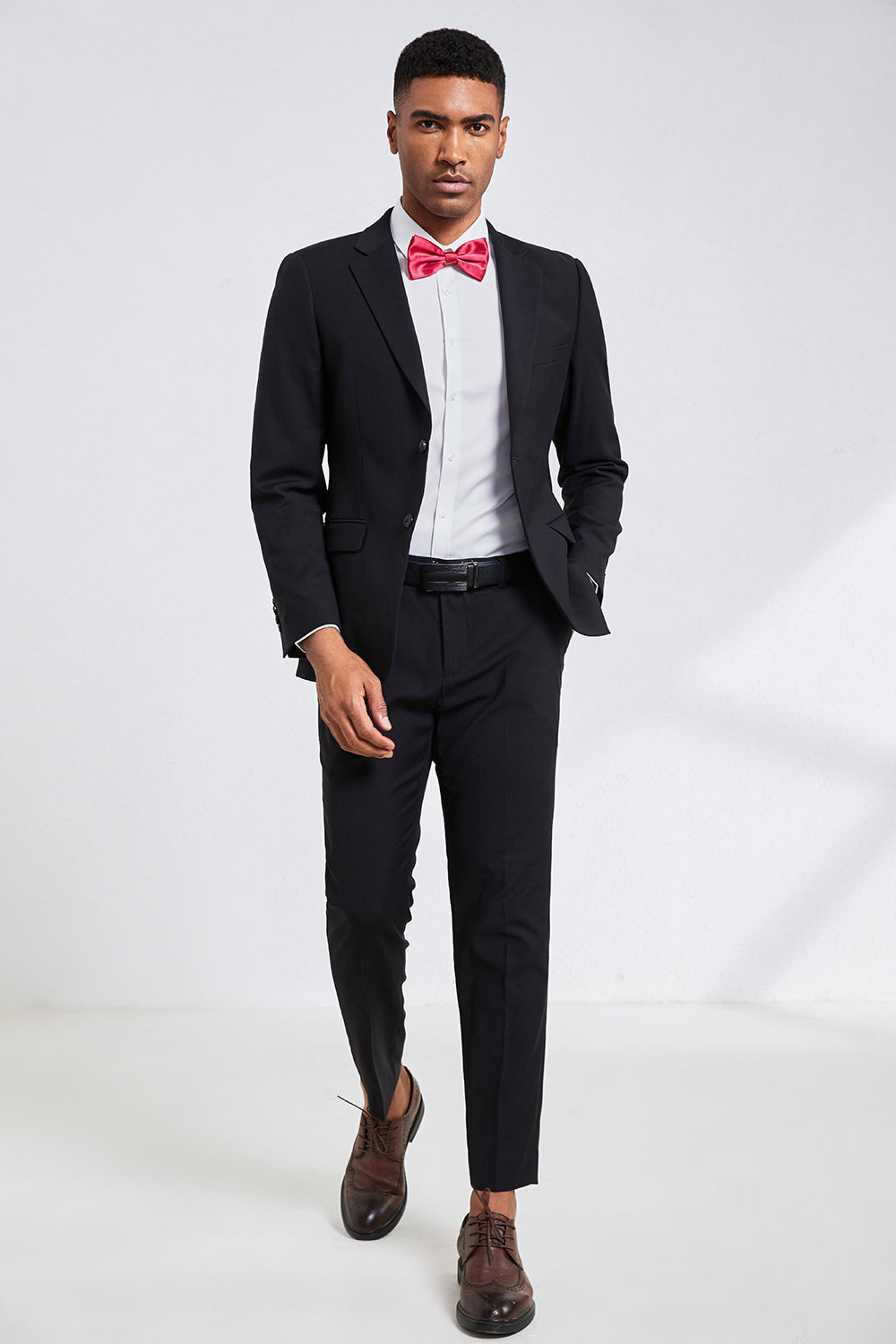 Black Notched Lapel Men's Suits