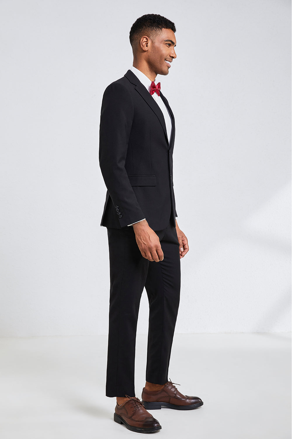 Black Notched Lapel Men's Suits