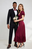 Black Notched Lapel Men's Cocktail Party Suits