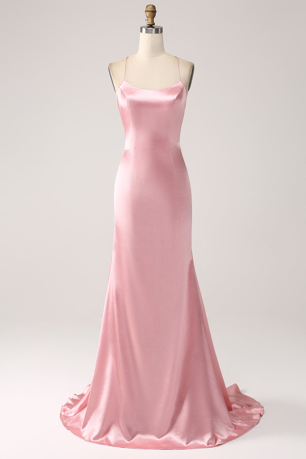 Blush Mermaid Spaghetti Straps Long Ball Dress
