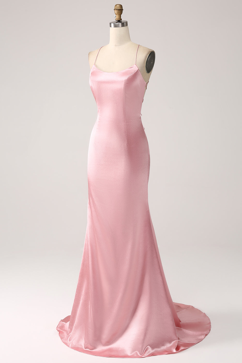 Blush Mermaid Spaghetti Straps Long Ball Dress