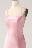 Blush Mermaid Spaghetti Straps Long Ball Dress