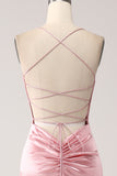 Blush Mermaid Spaghetti Straps Long Ball Dress