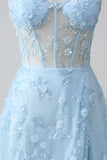 Sparkly Blush A Line Spaghetti Straps Sequin Corset Ball Dress with Slit