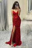Glitter Mirror Sequins Black Corset Ball Dress with Slit