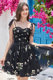 Sweetheart Champagne Short Ball Dress with Embroidery