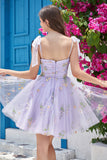 Sweetheart Champagne Short Ball Dress with Embroidery