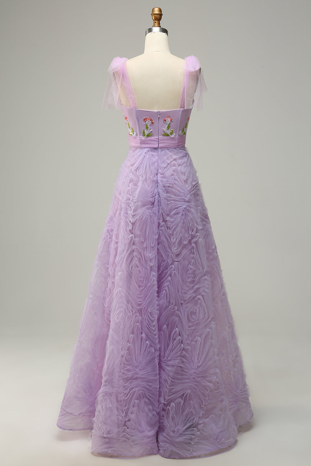 Light Green A-Line Long Ball Dress With Embroidery