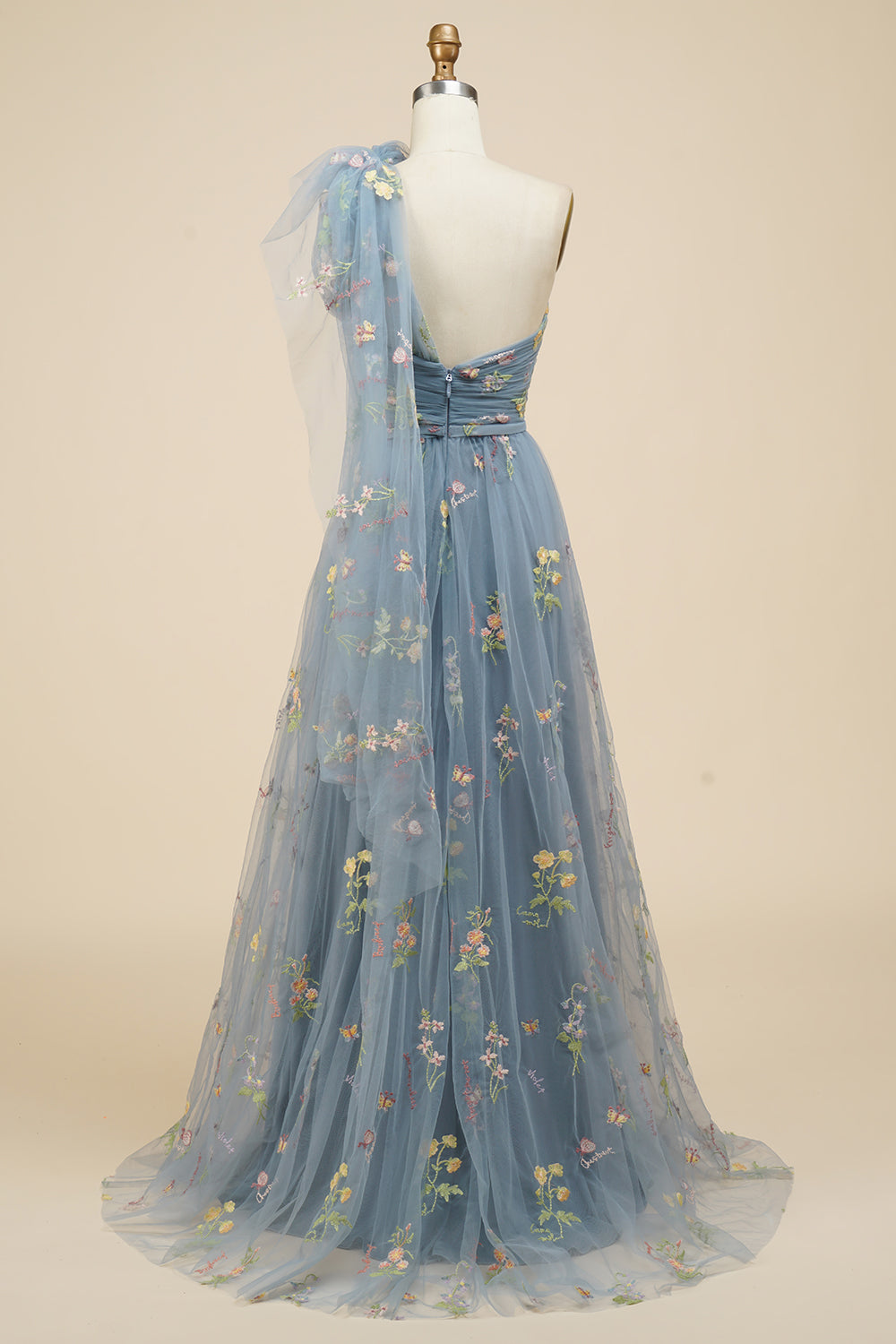 Purple A-Line Long Ball Dress With Embroidery