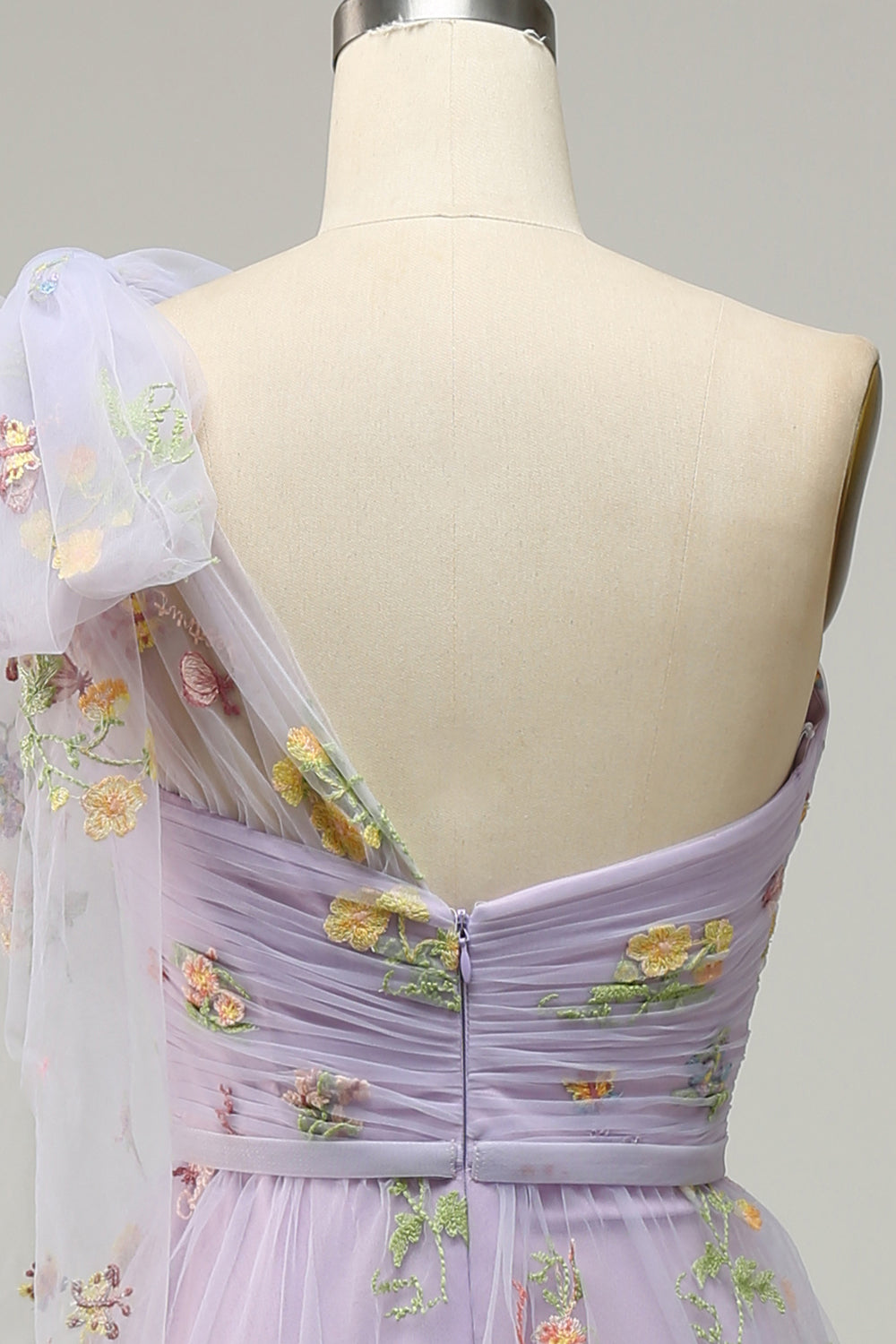 Purple A-Line Long Ball Dress With Embroidery