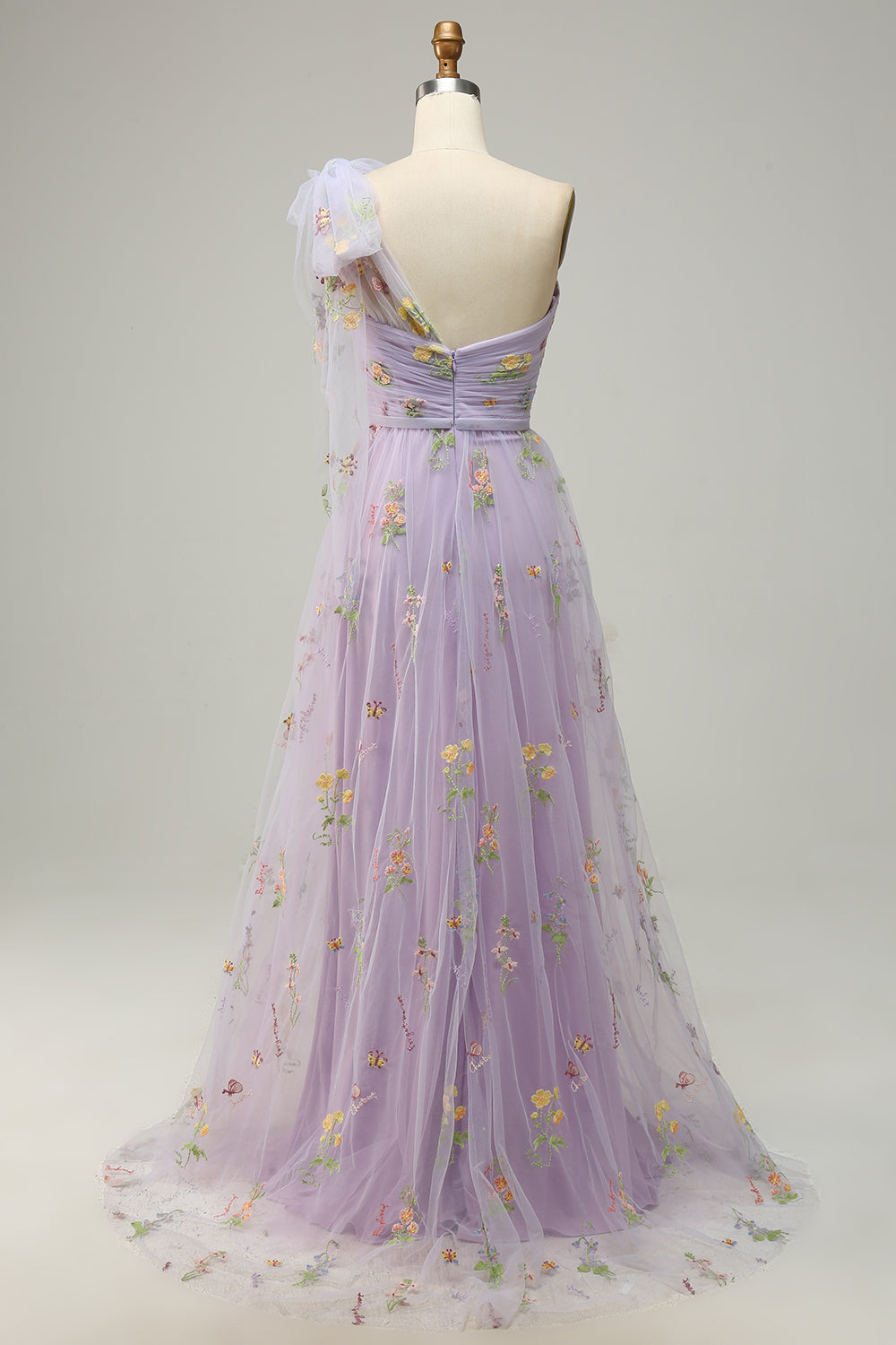 A-Line One Shoulder Green Long Ball Dress With Embroidery