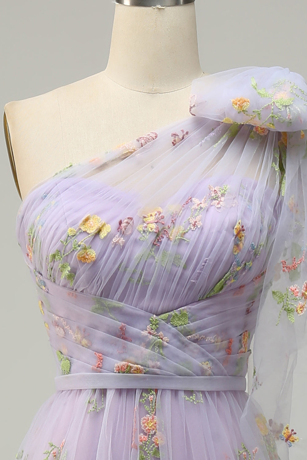 Purple A-Line Long Ball Dress With Embroidery