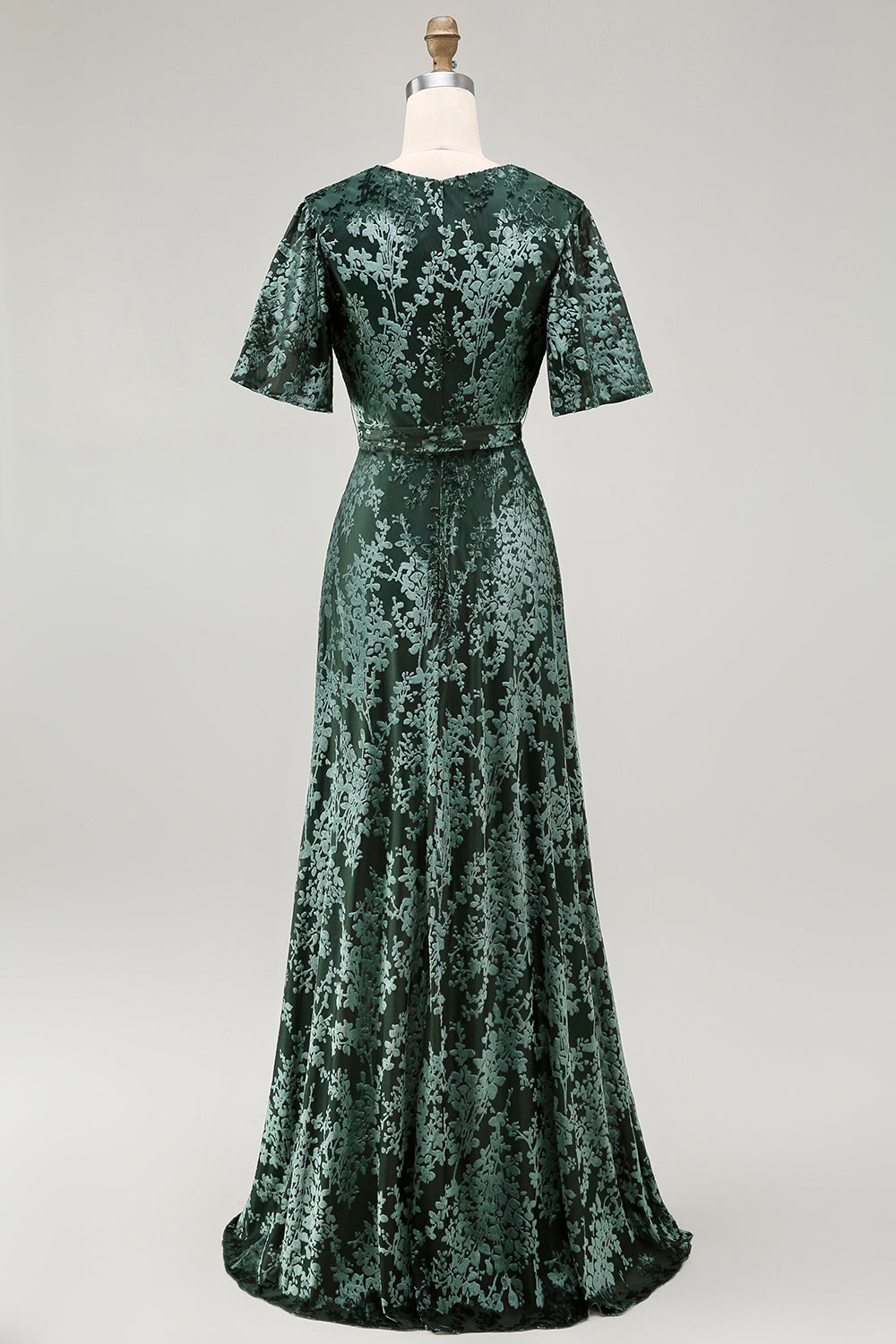 Dark Green Burnout Velvet Mother of Bride Dress