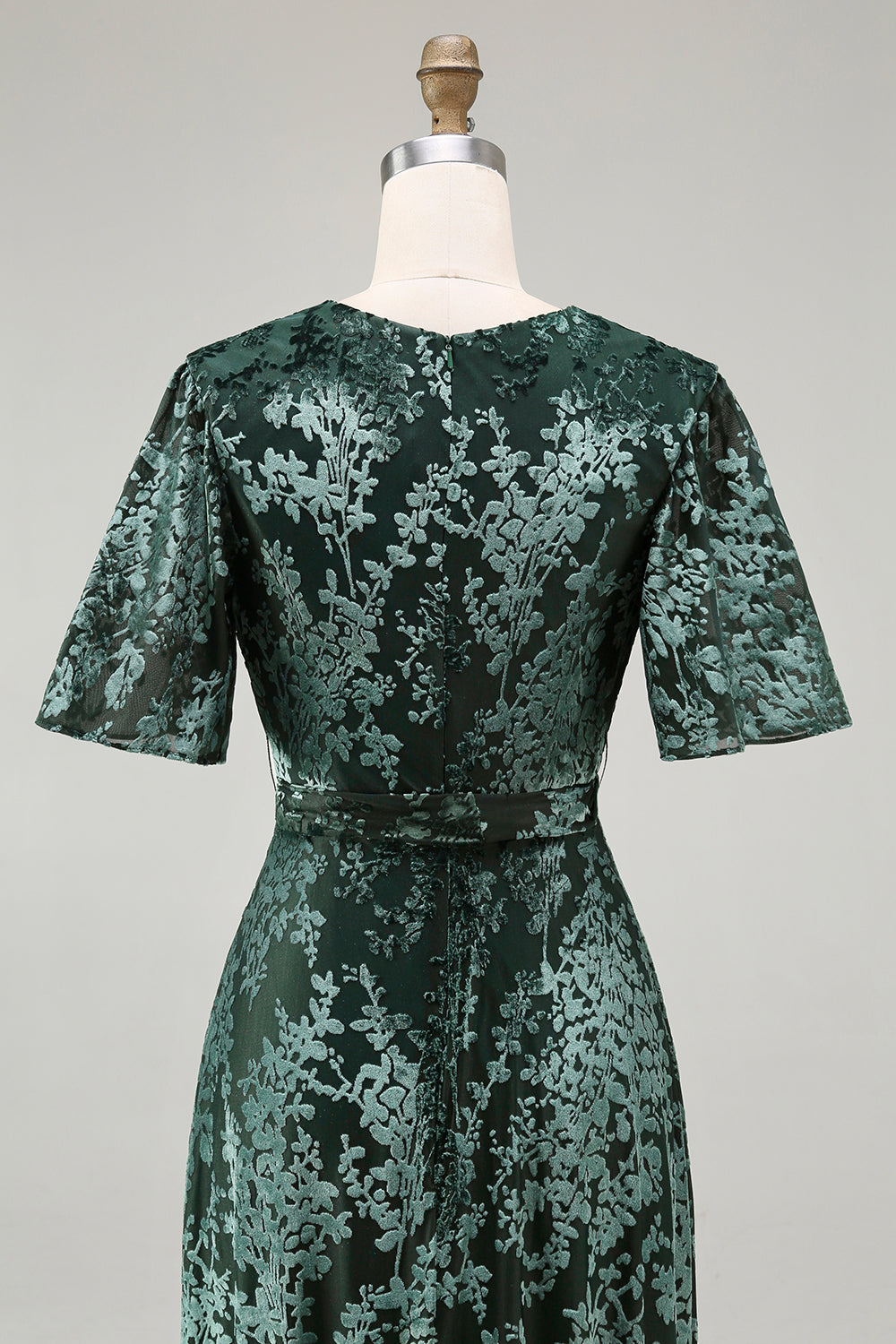 Dark Green Burnout Velvet Mother of Bride Dress