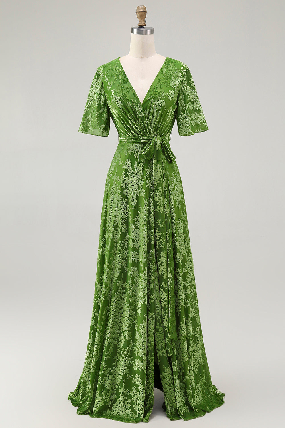 Dark Green Burnout Velvet Mother of Bride Dress